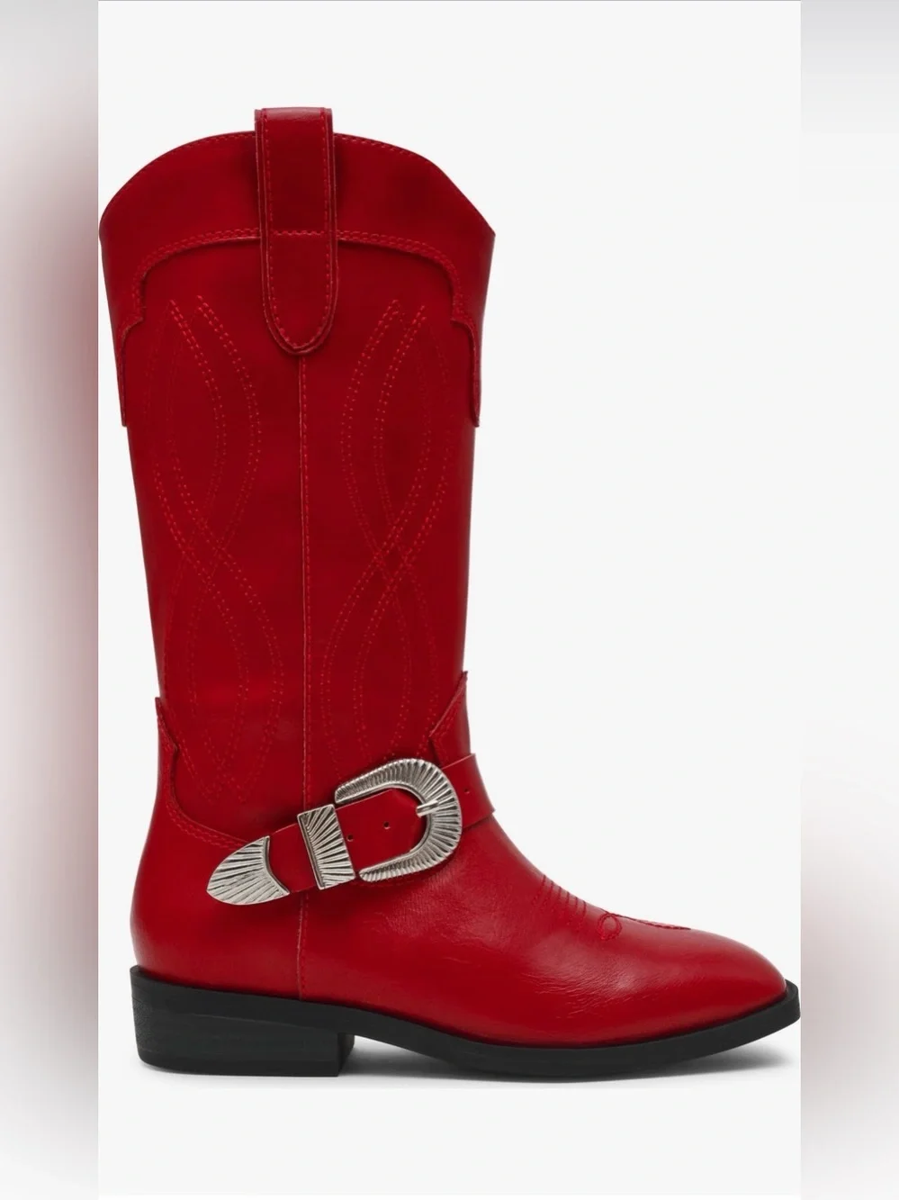 DV by Dolce Vita Kids Red Cowboy Boot with Silver Buckle